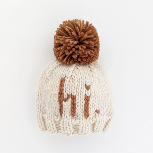 hi. Pecan Hand Knit Beanie Hat | Huggalugs