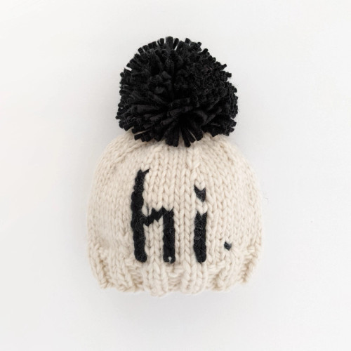 hi. Black Hand Knit Beanie Hat | Huggalugs