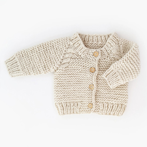 Natural Garter Stitch Cardigan Sweater | Huggalugs