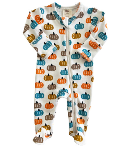 Pink Pumpkin Patch | Organic 2-Way Zip Romper | Siix Collection