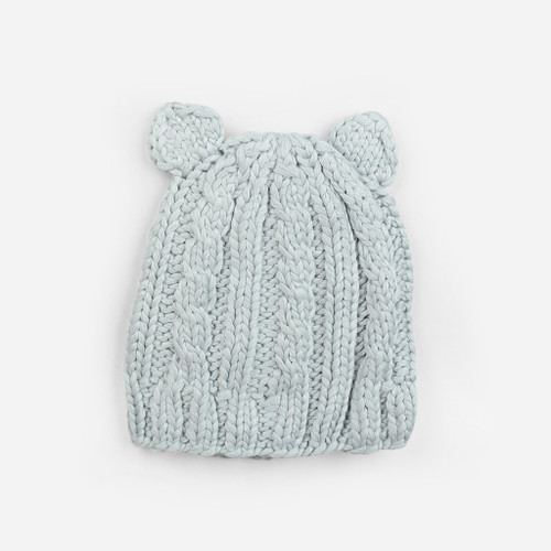 Julian Cable Bear Knit Hat | Light Blue | The Blueberry Hill 