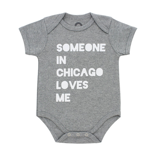 Someone in Chicago Loves Me Grey Short Sleeve Baby Onesie | Emerson and Friends