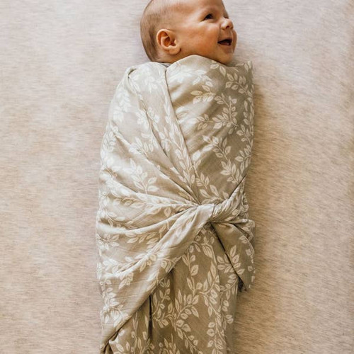 Swaddle Leafy Sprig | Gray | The Mini Scout