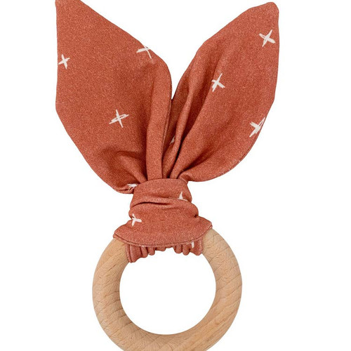 Crinkle Bunny Ears Teether | Rust | Chewable Charm