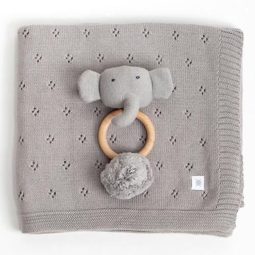 Organic Cotton Clover Knit Baby Gift Set | Gray | Zestt Organics