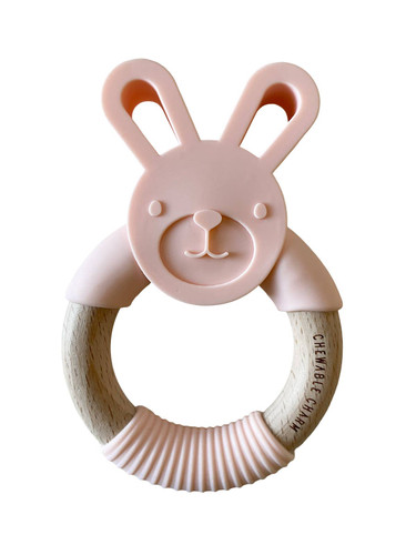  Bunny Silicone + Wood Teether | Blush | Chewable Charm