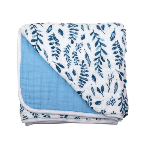 Blue Leaves + Cornflower Snuggle Blanket | Bebe au Lait