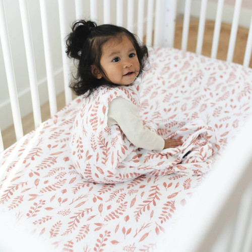 Pink Leaves Crib Sheet | Bebe au Lait