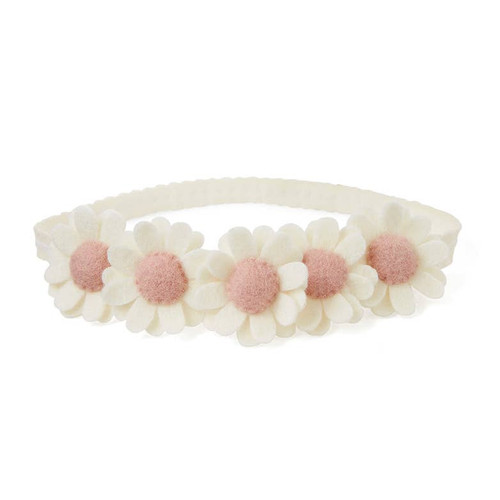 Cream Flower Crown Felt Nylon Baby Headband | Elegant Baby