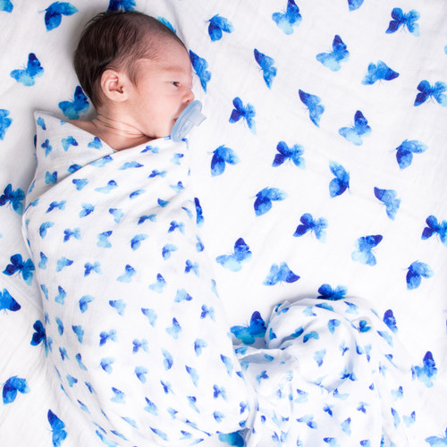 Organic Swaddle | Blue Butterfly | Malabar Baby