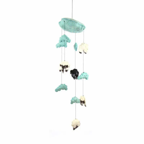  Blue Felt Counting Sheep Mobile | Global Crafts
