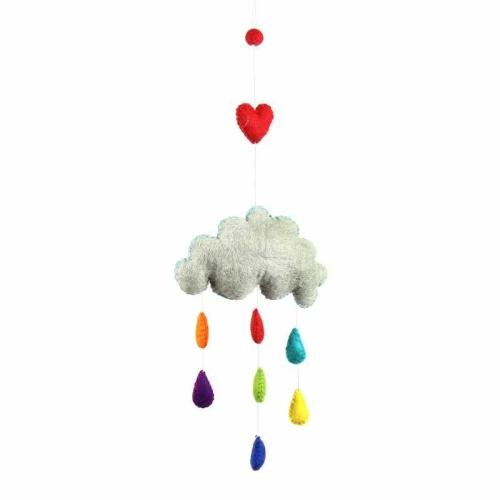 Cloud & Raindrop Felt Nursery Mobile | Global Crafts