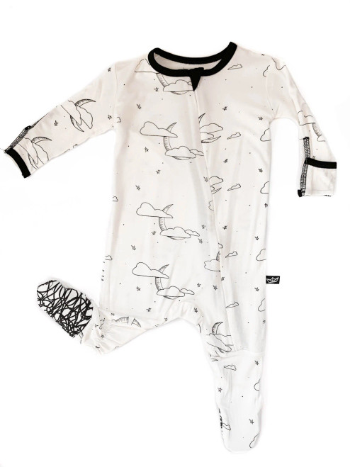  Cloud Moon Bamboo Footed Sleeper | Peregrine Kidswear