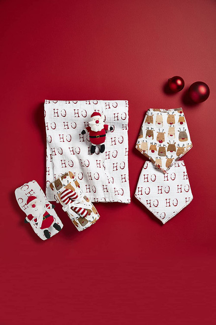 Celebrate the season with our adorable Reindeer Swaddle Blanket & Rattle Set from Mud Pie. A cozy gift for your little one this holiday!