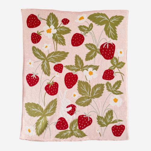 Strawberry Bunny Blanket | Organic Cotton | The Blueberry Hill