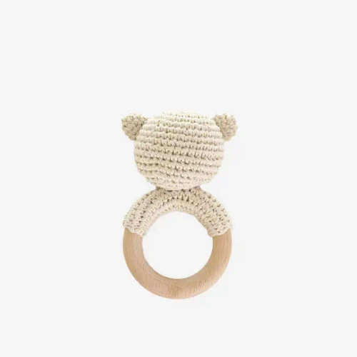 Cotton Crochet Rattle Teether | Bear | The Blueberry Hill
