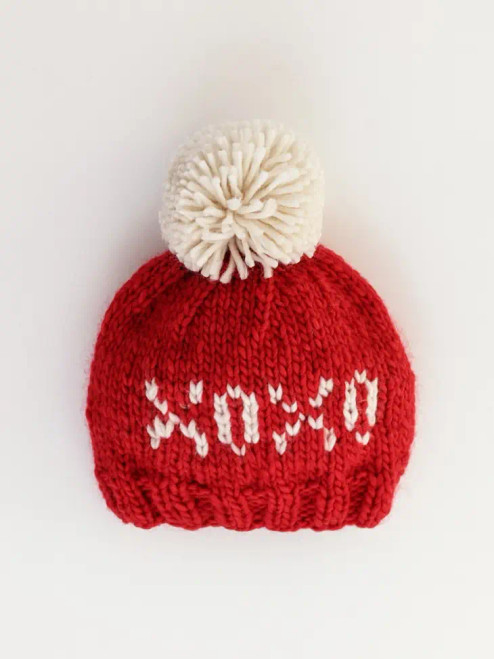  XOXO Red Valentine's Day Hand Knit Beanie Hat | Huggalugs