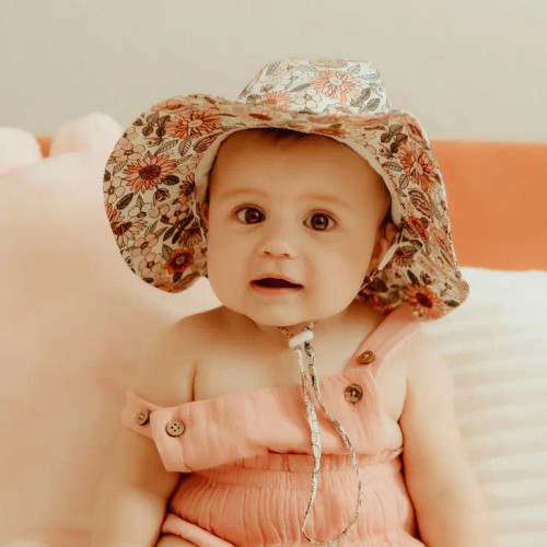 Vintage Flora Sunhat UPF 50+ with Adjustable Breakaway Strap | Huggalugs