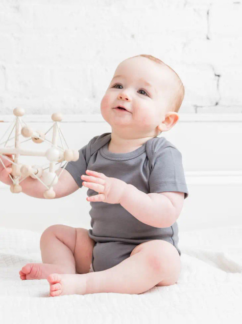 Short Sleeve Bodysuit | Pewter | Colored Organics