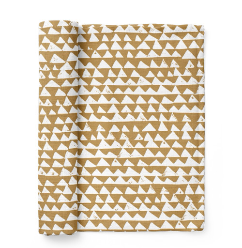 Mountains | Checkered Triangle Honey Gold Swaddle | Mini Wander