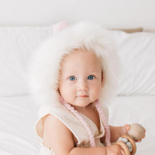 Faux Fur Bonnet in Blush for Babies | Toddlers & Kids | Huggalugs