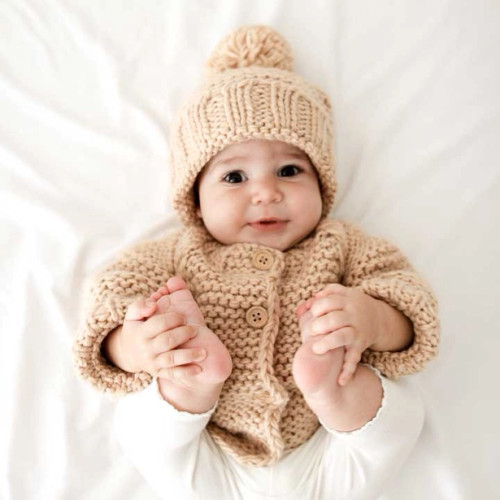  Latte Garter Stitch Beanie Hat for Babies and Toddlers | Huggalugs