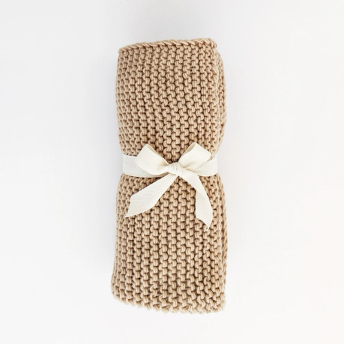 Latte Garter Stitch Knit Blanket for Babies | Huggalugs