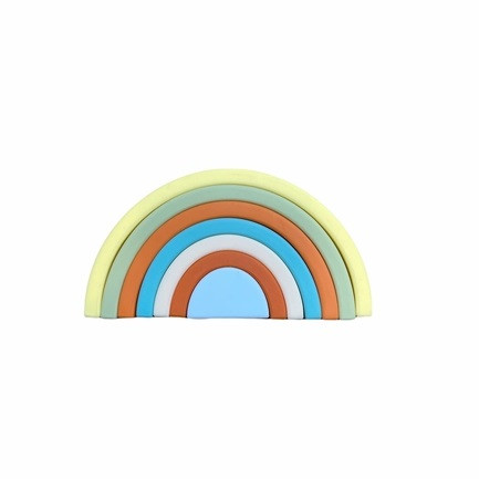  Rainbow Silicone Stacker Toy | Aquamarine | Three Hearts