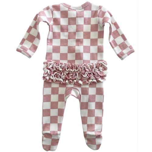 Introducing the Strawberry Shortcake Checkerboard Organic Frill Zip Footie from the Siix Collection!