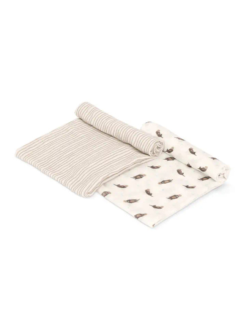 Otter and Taupe Swaddle Set | Bamboo Little