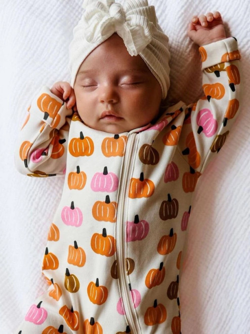 Pink Pumpkin Patch | Organic 2-Way Zip Romper | Siix Collection