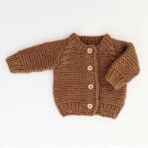  Pecan Garter Stitch Cardigan Sweater for Babies and Toddlers | Huggalugs