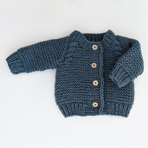 Slate Garter Stitch Cardigan Sweater | Huggalugs