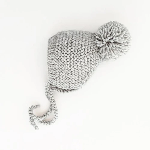 Ice Grey Garter Stitch Knit Bonnet for Babies and Toddlers | Huggalugs