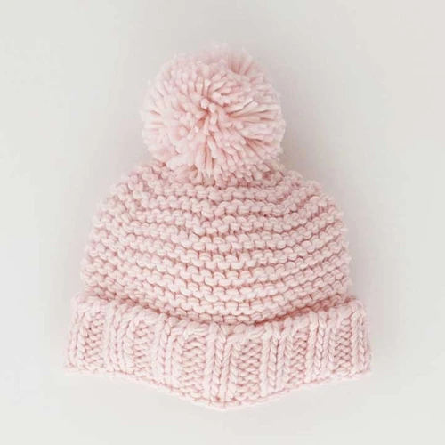Blush Pink Garter Stitch Beanie Hat for Babies and Toddlers | Huggalugs