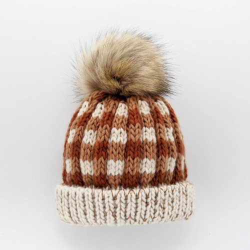 Sienna Buffalo Check Pom Pom Beanie Hat | Huggalugs