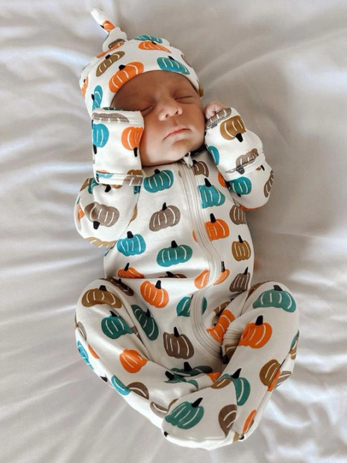 Pink Pumpkin Patch | Organic 2-Way Zip Romper | Siix Collection