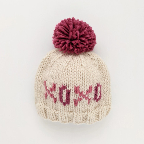  XOXO Valentine's Day Hand Knit Beanie Hat for Babies thru Adults | Huggalugs