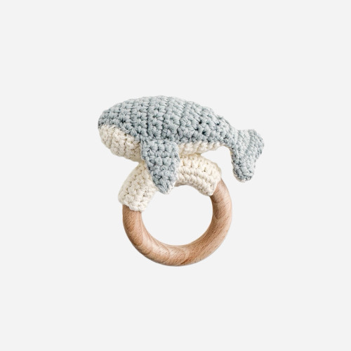 Cotton Crochet Rattle Teether Whale | The Blueberry Hill