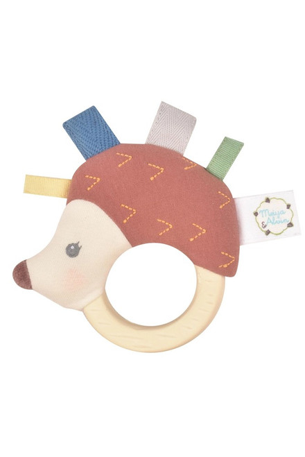 Ethan The Hedgehog Plush Rattle with Natural Rubber Teether | Tikiri Toys