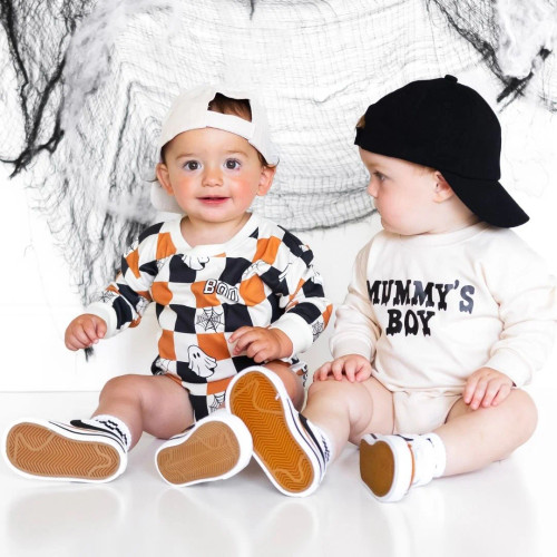 Mummy's Boy Halloween Long Sleeve Romper - Natural
