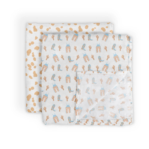 2-Pack Square Swaddle Blanket Set - Bloomin' Boot | JuJuBe