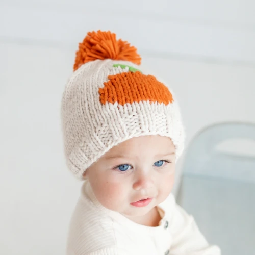 Pumpkin Hand Knit Beanie Hat |  Huggalugs