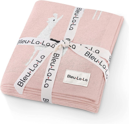 Bleu La La | Luxury Knit Llama Swaddle Baby Blanket - Pink