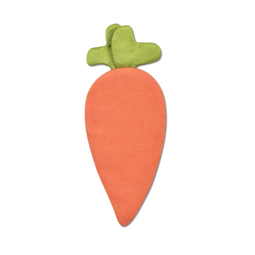 This soft plush carrot toy is lightweight and perfectly sized for little hands to grasp and explore.