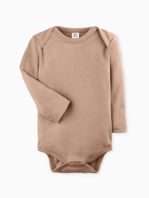 Organic Long Sleeve Baby Bodysuit - Truffle from Colored Organics