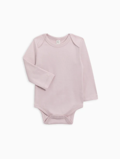 Classic everyday one-piece for your little one, the  organic Long Sleeve Baby Bodysuit in  Wisteria.