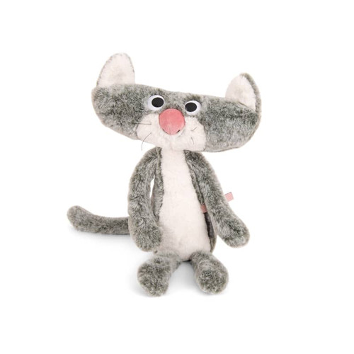Flat Cat is super soft with a pink nose and big, mischievous eyes.