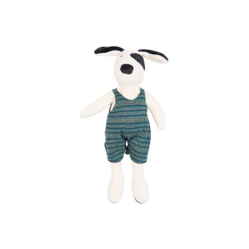 Julius, an adorable companion for baby's dreams! Delightfully soft and all dressed up in green and blue stripes.