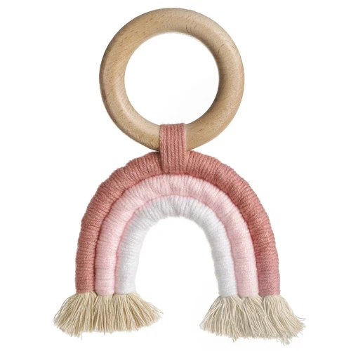 Macrame Rainbow - Pink + White